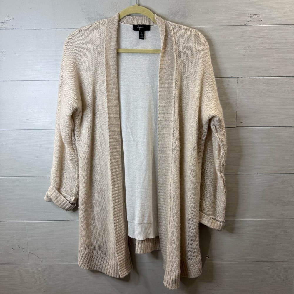 Aqua Cashmere Lined Cozy Cream Open-Front Sweater Size Small